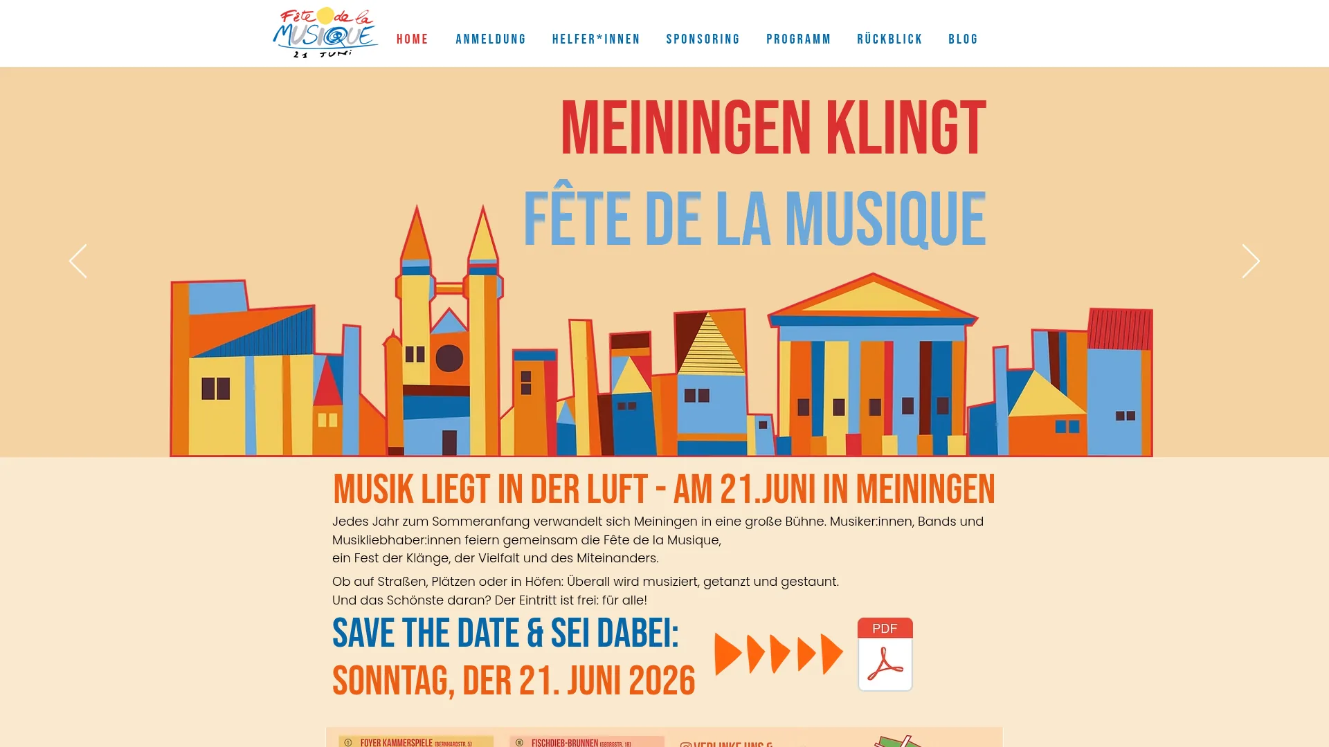 Website Screenshot – Fête de la Musique Meiningen