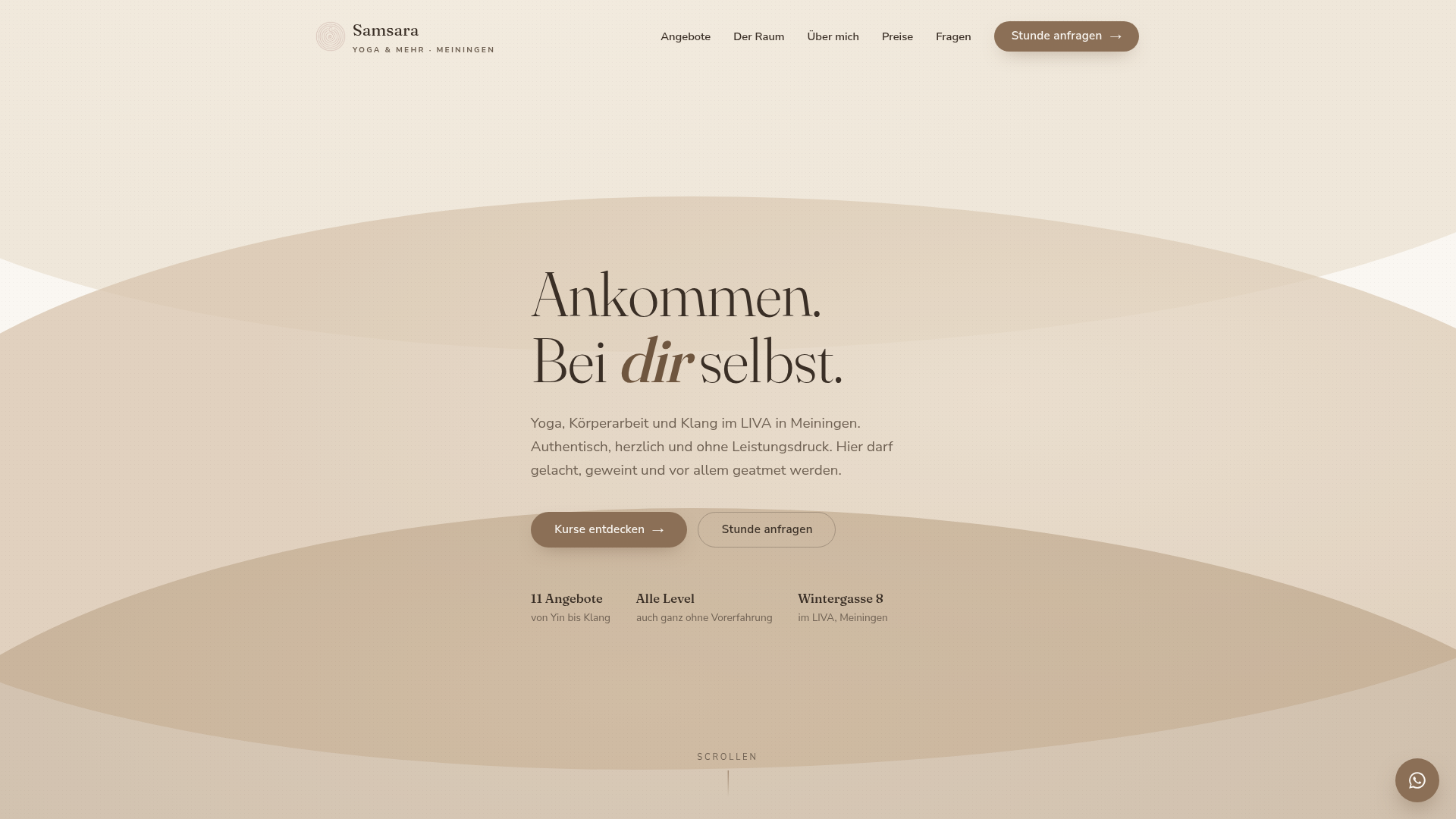 Website Screenshot – Samsara Yoga & mehr